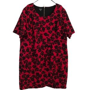 Simply Emma Dress Red Black Floral Short Sleeve Size 3X